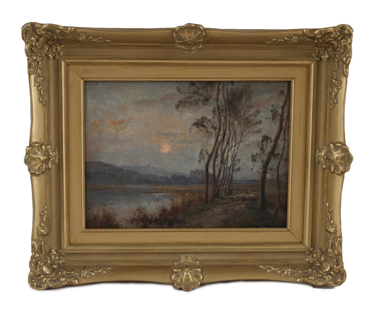 J HERBERT SNELL. "In the Somme valley". Olja på träpannå, signerad.