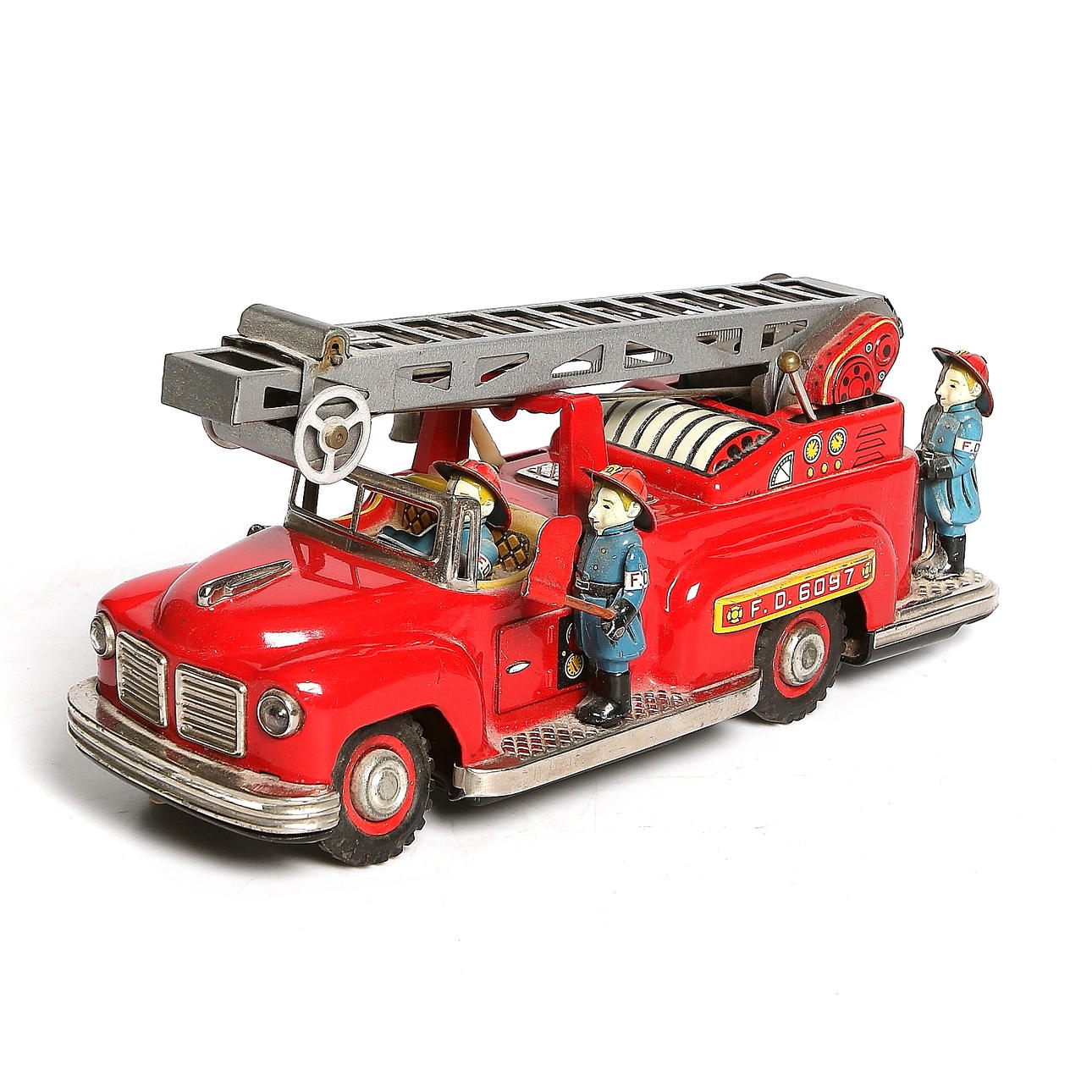 MODELLBIL, plåt, brandbil. T.N, Japan. 1900-talets mitt.