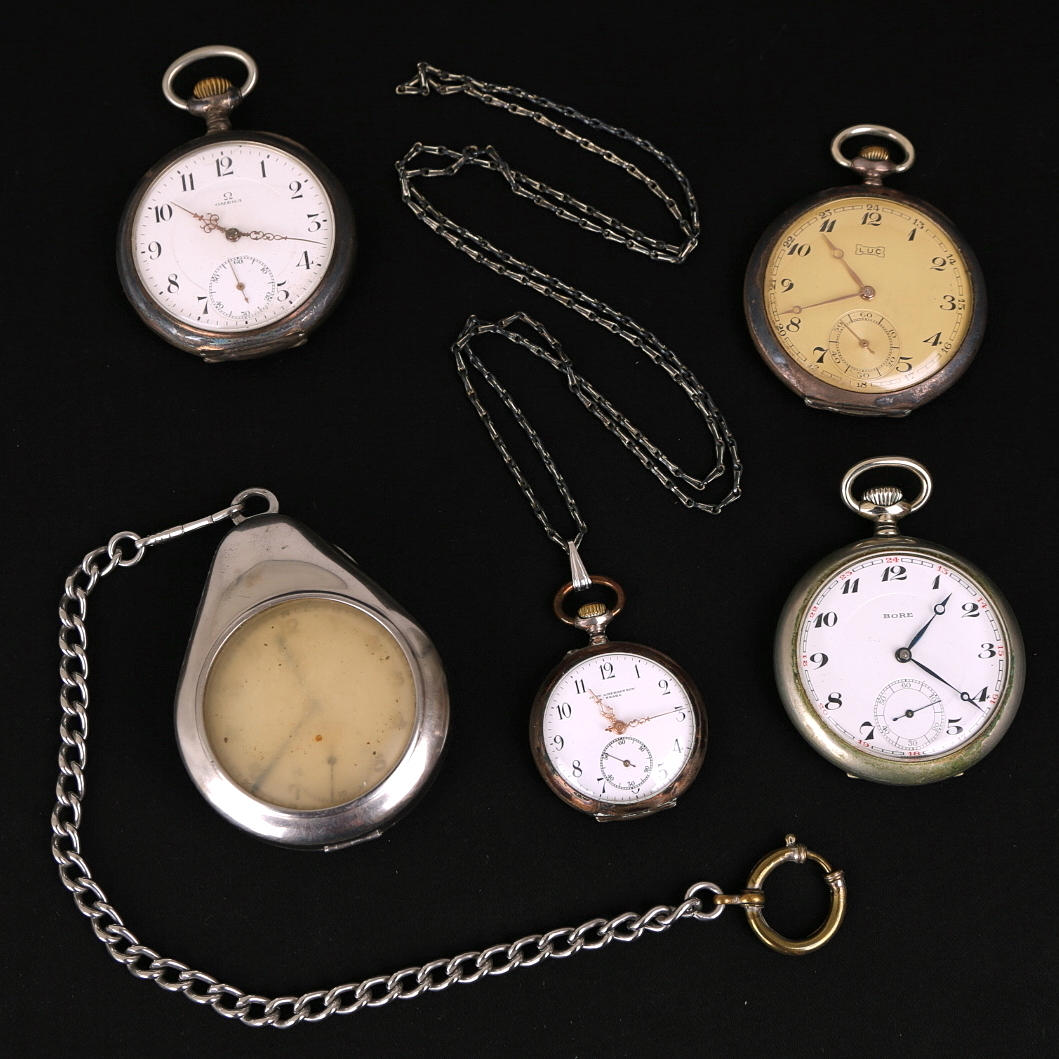 FICKUR 5 st, herr- och dam- 1900-tal, Omega, Bore, Luc, Abergenson.