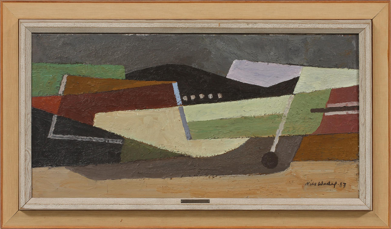 NILS WEDEL. "Vilande former". olja på duk, signerad-57.