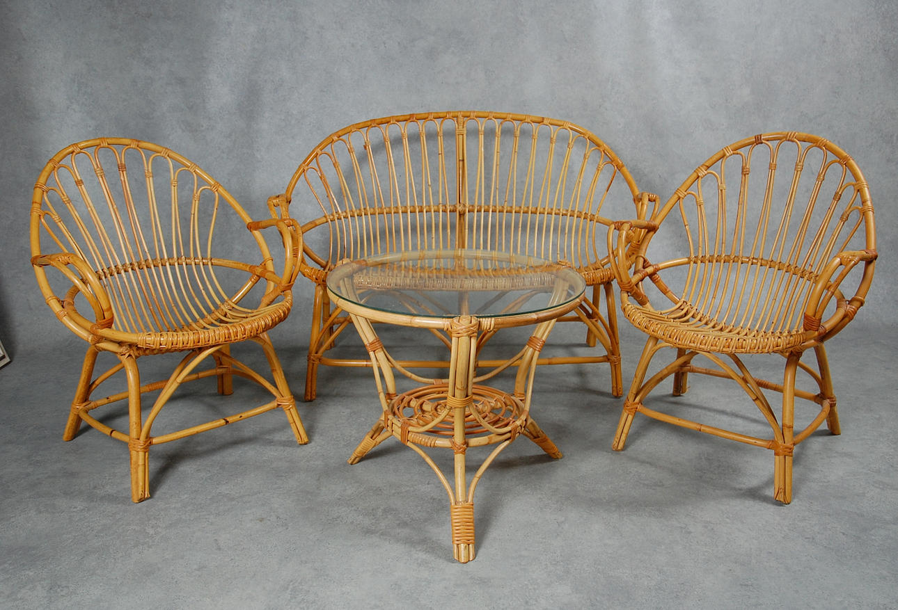 TRÄDGÅRDSMÖBLEMANG, 4 delar, rotting, 1950-60-tal.