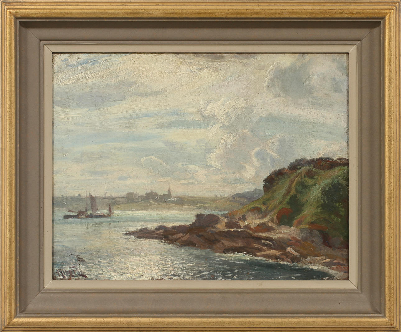 GUSTAVE ALBERT (1866-1905). "Lumière dans la brume, Ploumanach côtes du nord". Olja på duk, signerad.