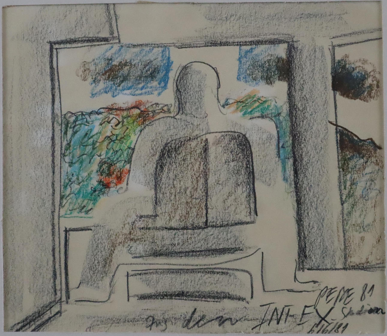 PEBE. "INT-EX", 1981, pastel on paper.