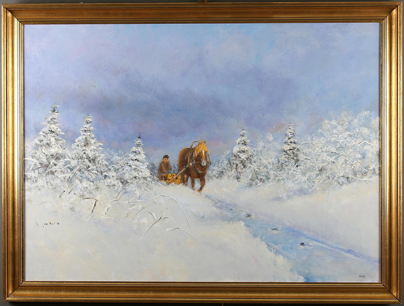 VÄINO JUNTURA. Olja på duk, singerad.