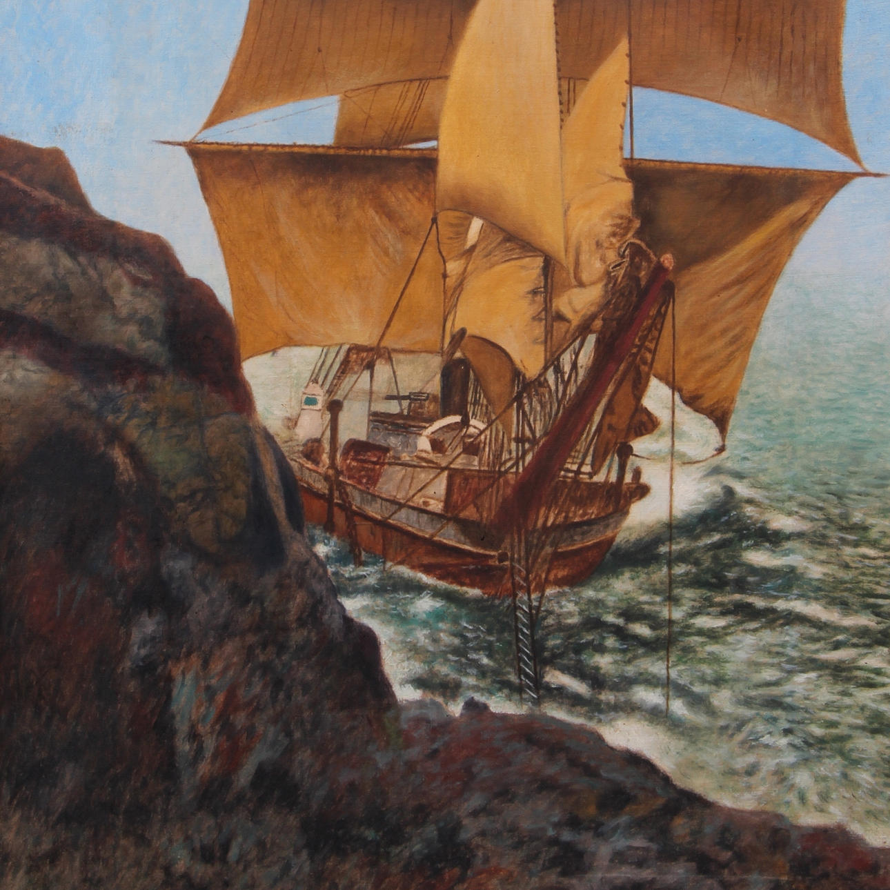 KARL ANDERSSON. (Xylografen), Olja på duk, skeppsmotiv, intygad a tergo.