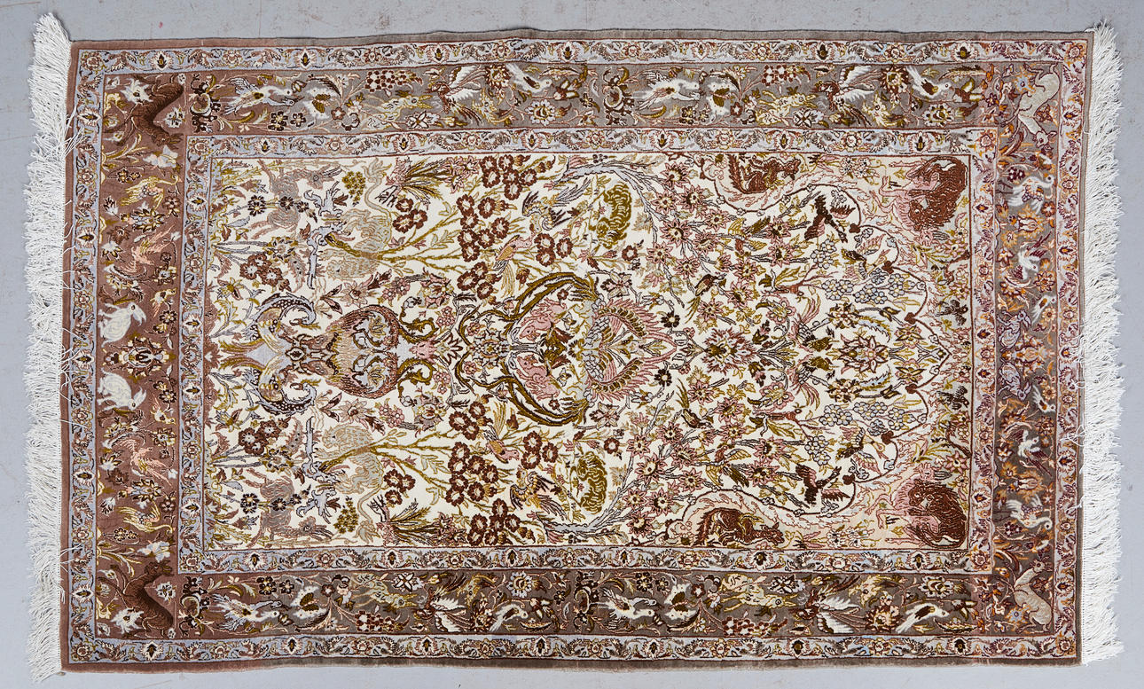 Gulvtæppe / tæppe, silke, uld.