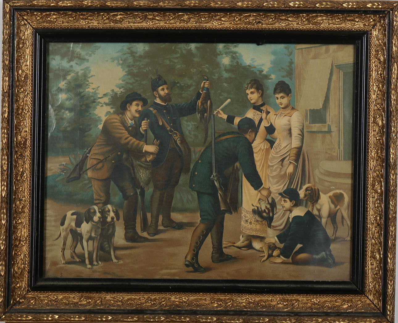 OLJETRYCK, Jaktscen, 1900-tal.