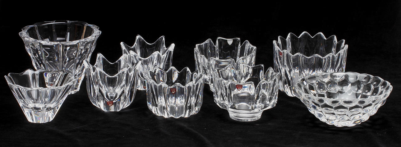 SKÅLAR, 9 st, glas, Orrefors.