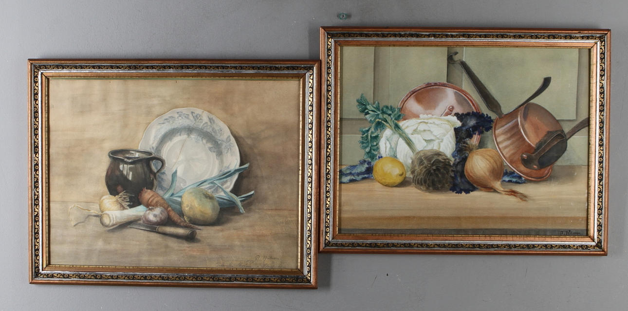 ARVID NILSSON. 2 st, Stilleben, akvarell, signerade.