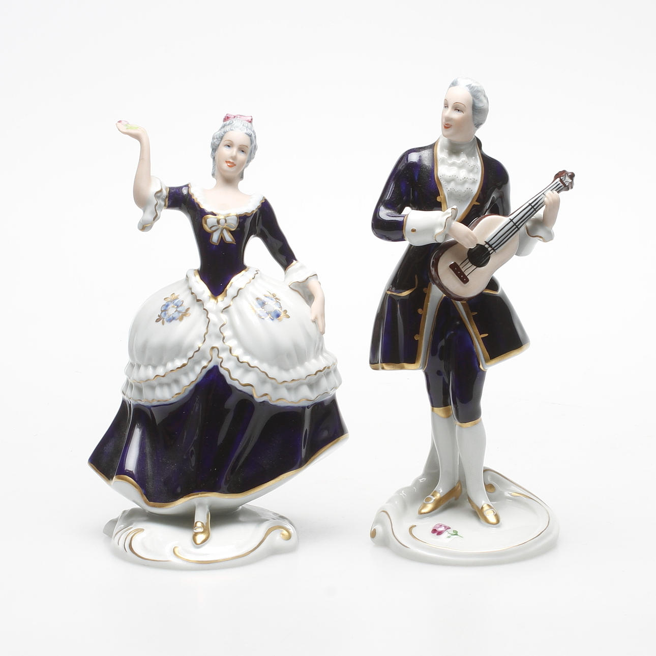 FIGURINER, 2 st, rokokostil, Royal Dux.