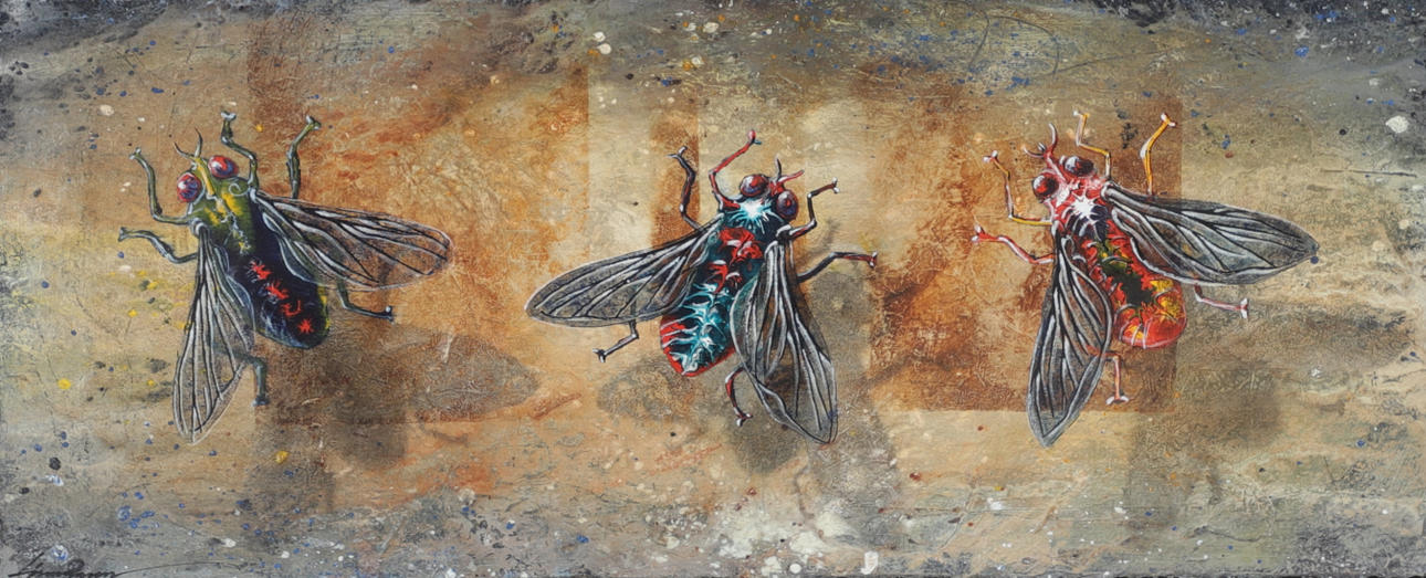 OIDENTIFIERAD KONSTNÄR. Flies, watercolour, signed Ljunggren.