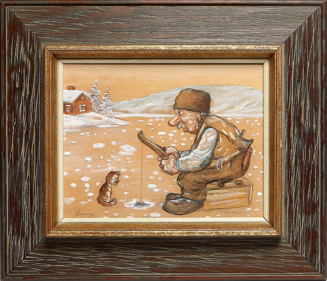 JAC EDGREN. "Energi", gouache på pannå, signerad.