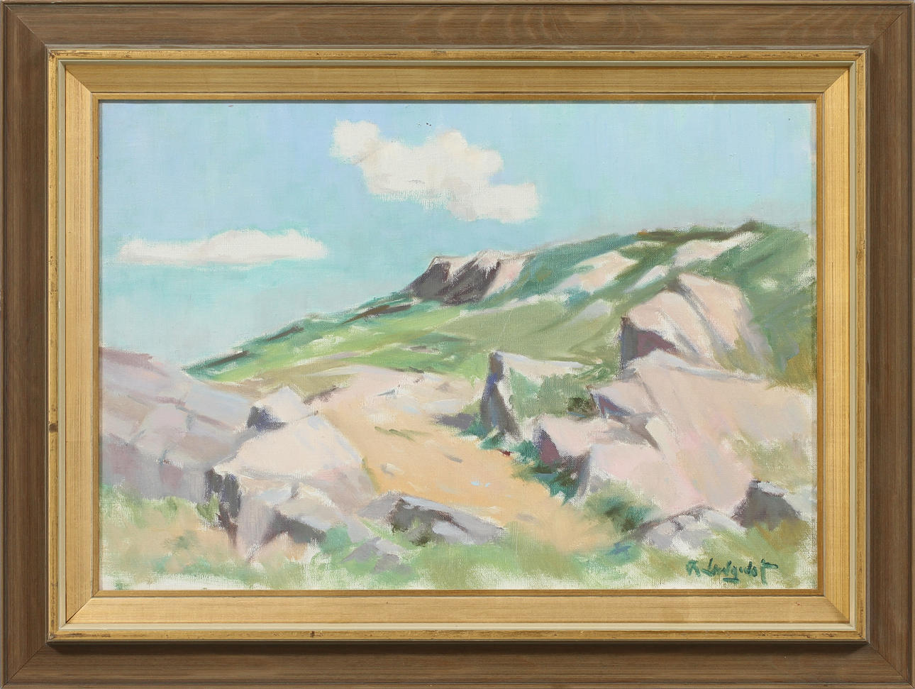 RAGNAR LINDQVIST. "Landskap från Hovs hallar", olja på duk, signerad.