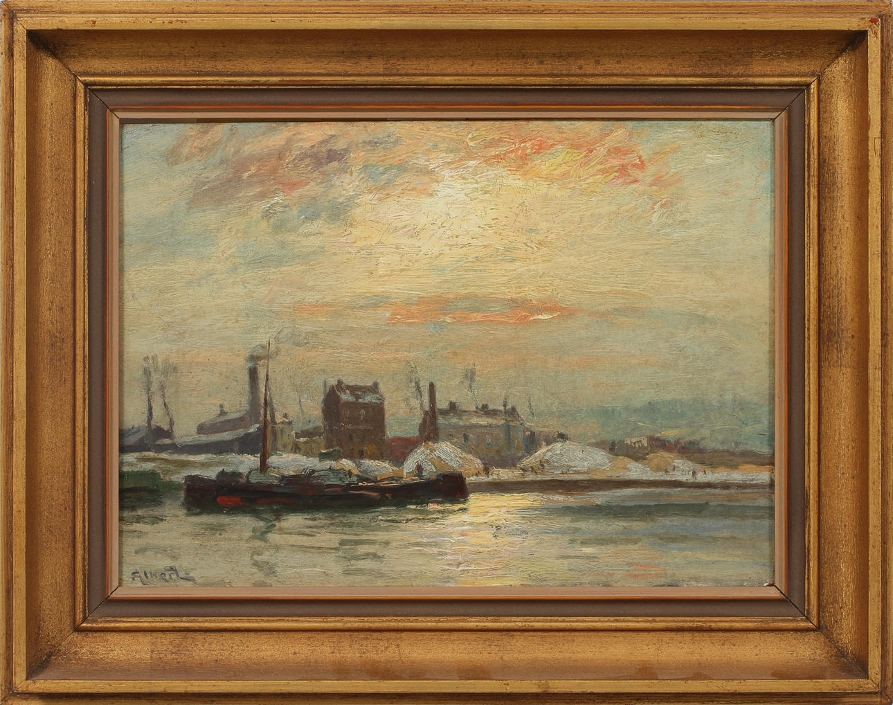 GUSTAVE ALBERT (1866-1905). Motiv från Bellancourt. Olja på pannå, signerad.