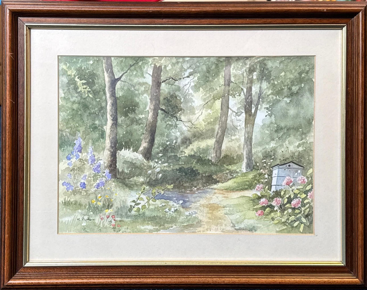 MARY STEPHENS. 'THE BEEHIVE' WATERCOLOUR.