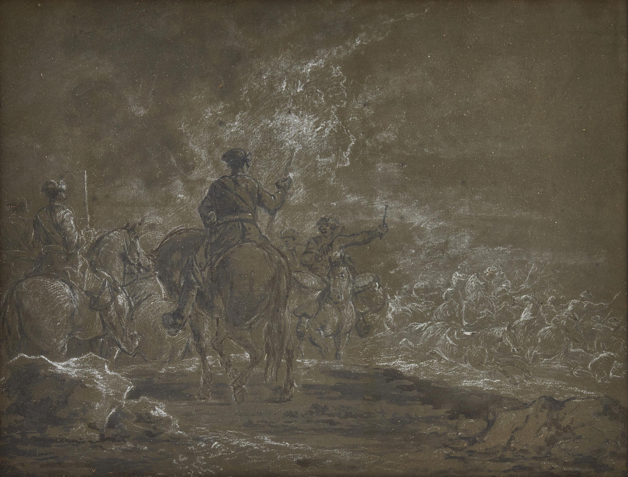 BATTLE SCENE, around 1800, drawing.