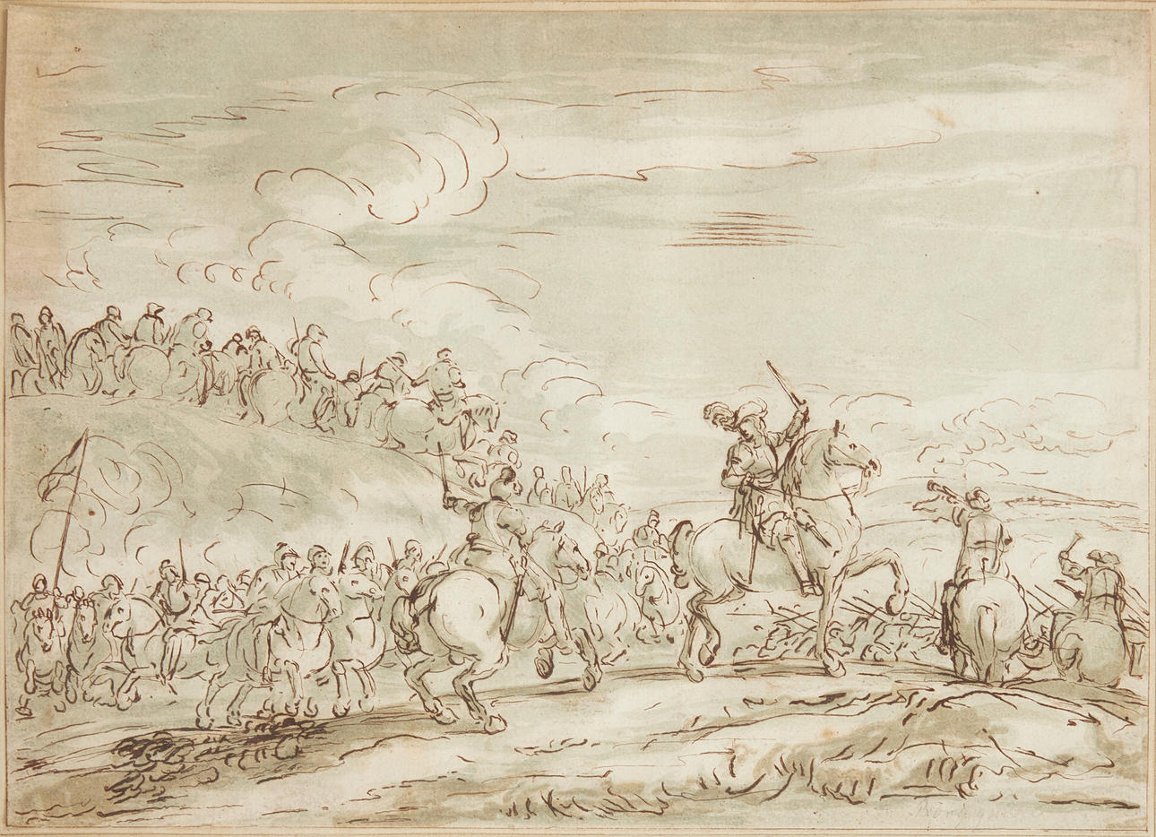 ESCENA DE BATALLA, alrededor de 1800, dibujo.