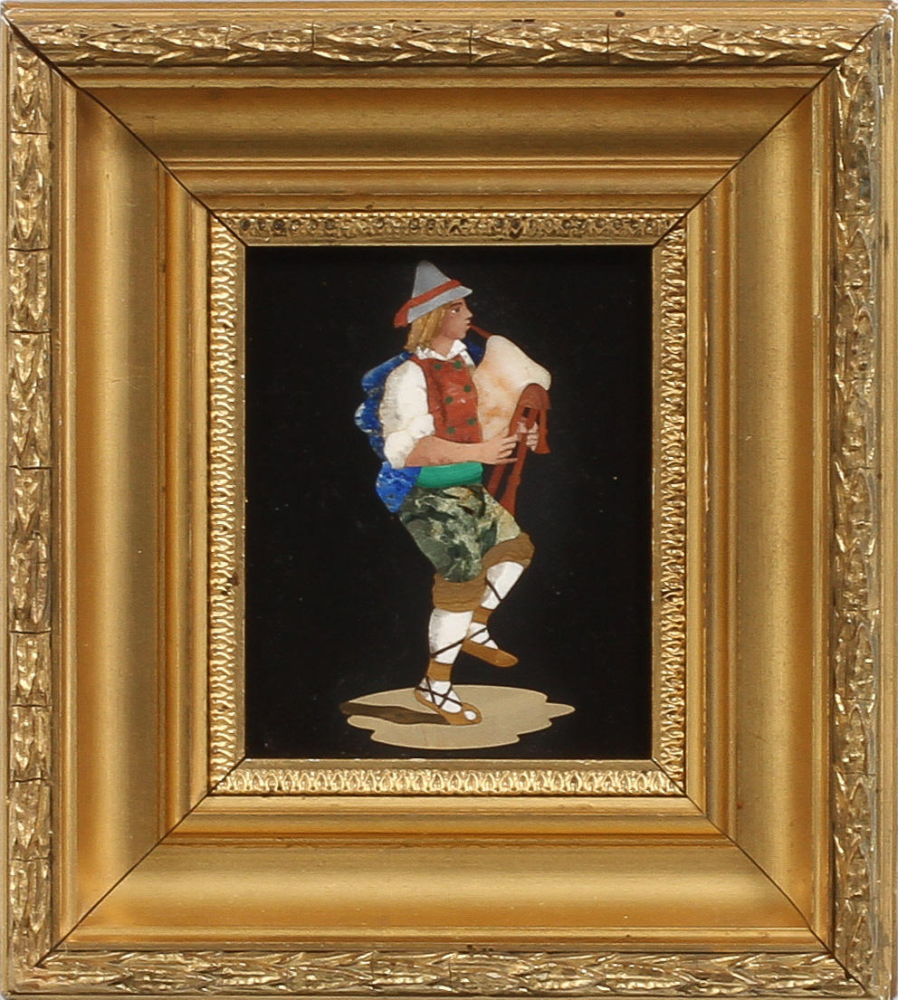 TAVLOR, 2 st, Pietra dura-teknik, troligtvis Italien, 18/1900-tal.