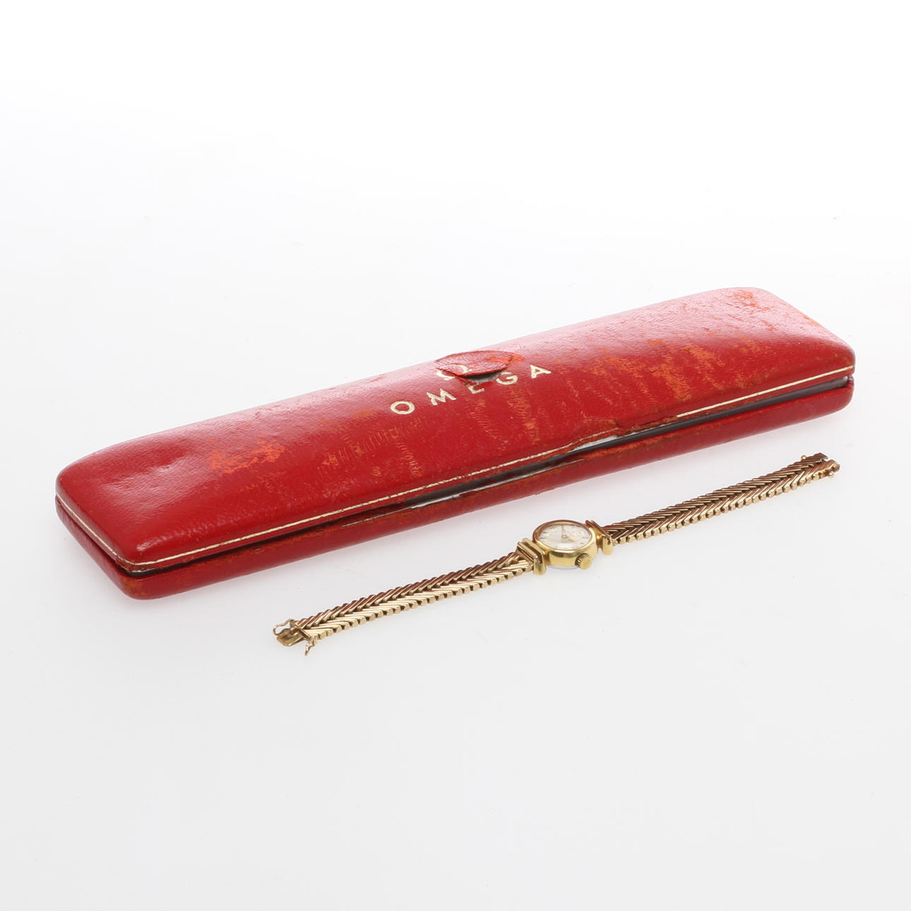 ARMBANDSUR, Omega, cal. 483, boett guldpläterad, länk 14k guld.