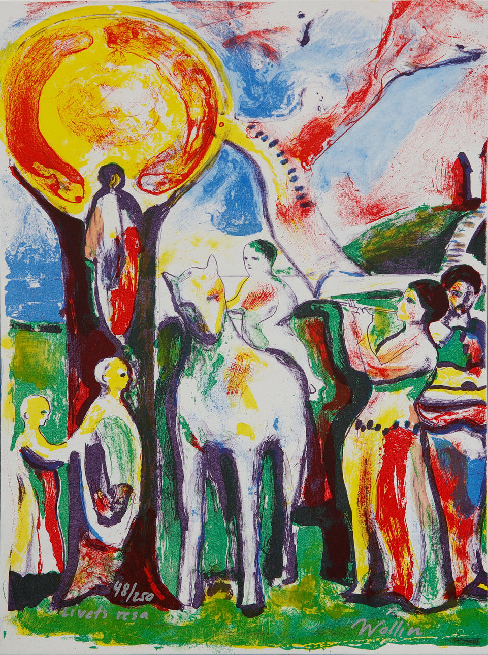 ANDERS WOLLIN. Folder, "Tusen sköna sänger" - A life suite by Anders Wollin, 4 color lithographs, signed and numbered 48/250.