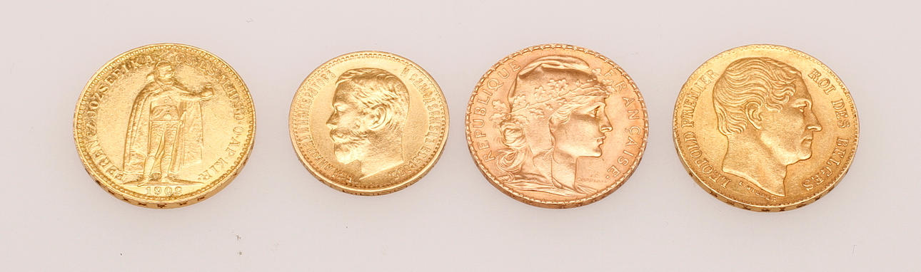 GULDMYNT, 4st, vikt ca 24 gram.