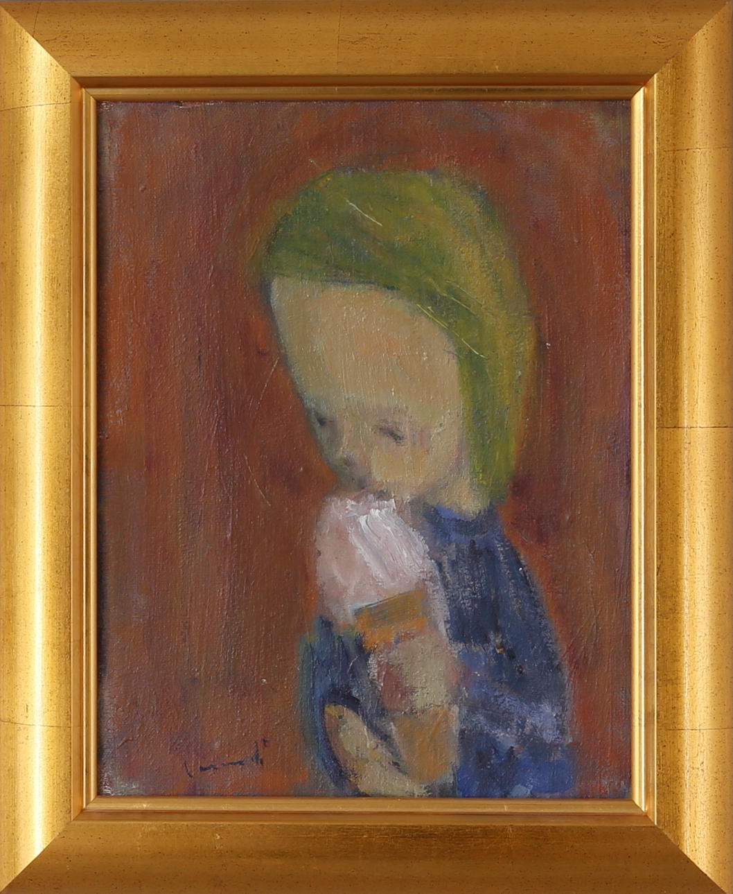 KURT CARENDI. Flickan, Olja på pannå, signerad.