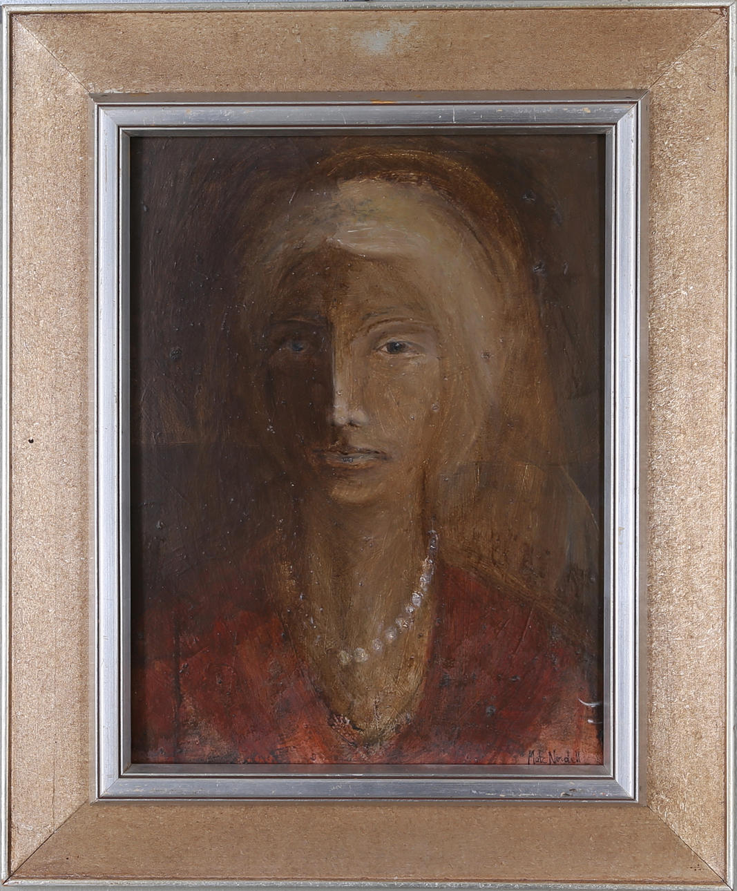 MATZ NORDELL. Kvinnoporträtt, Olja på pannå, signerad Matz Nordell.