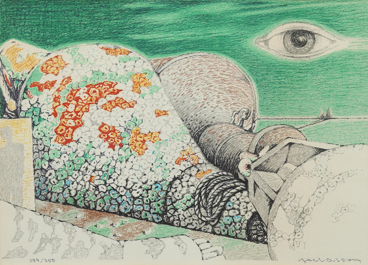 AXEL OLSON. Composition, color lithograph no. 289/350, signed.