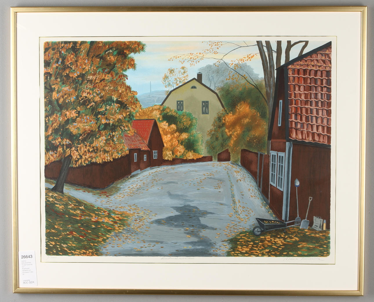 MARIA BOCZEWSKA. "Kvastmakarbacken", färglitografi, signerad och numrerad 1/360.