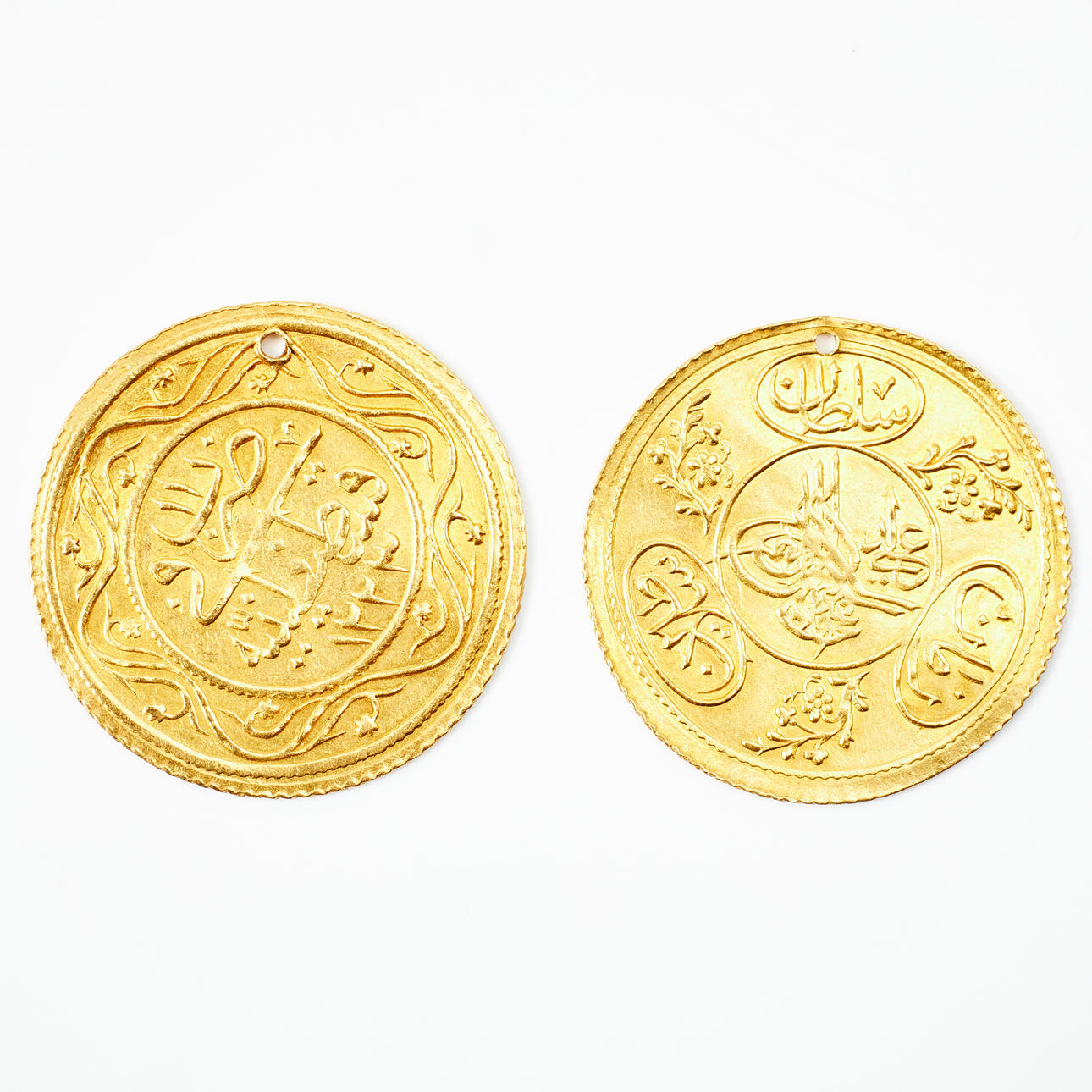 MØNT, 2 stk., ca 22 k guld, Osmannerriget.
