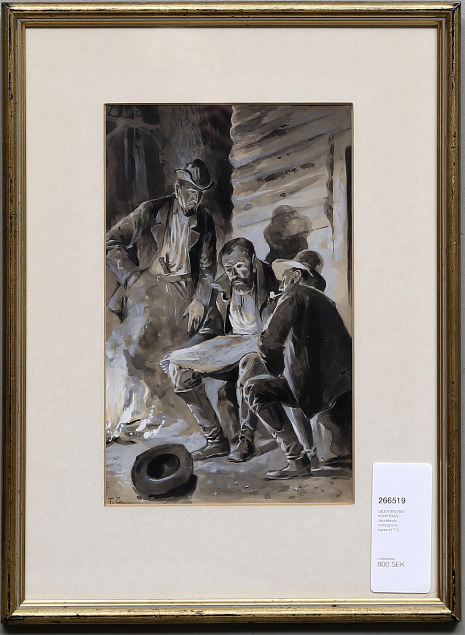OIDENTIFIERAD KONSTNÄR. blandteknik, monograms signerad T.Ö.