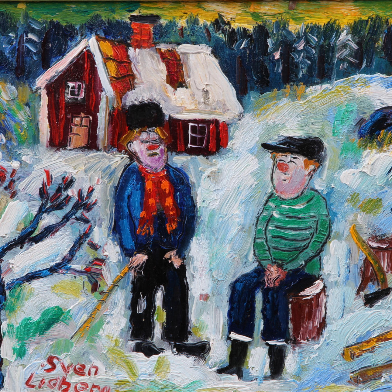 SVEN LIDBERG. Olja på pannå, signerad.