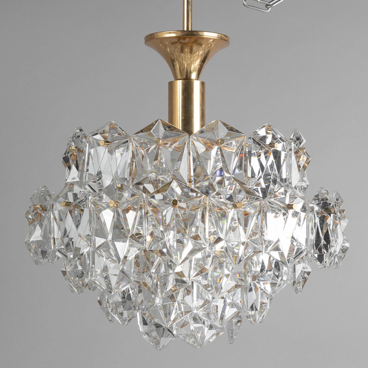 ljuskrona. Mässing & glas 1970-talet.