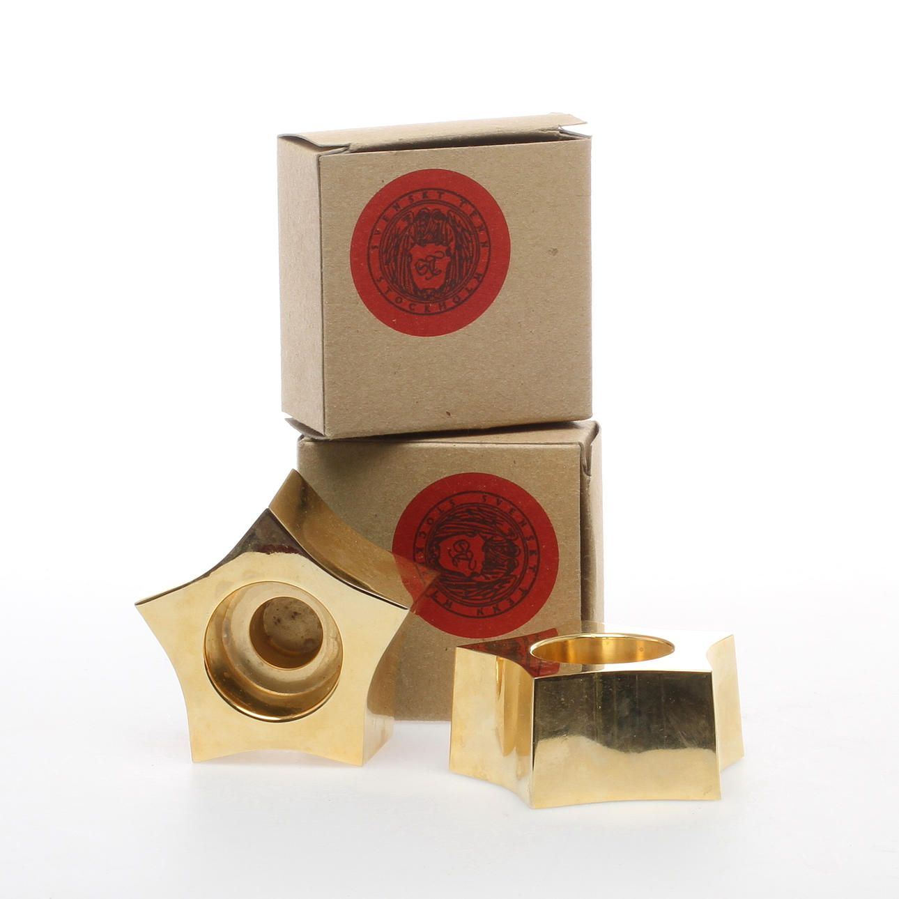 LJUSLYKTOR/LJUSSTAKAR, ett par, gulmetall, 1900-talets slut.