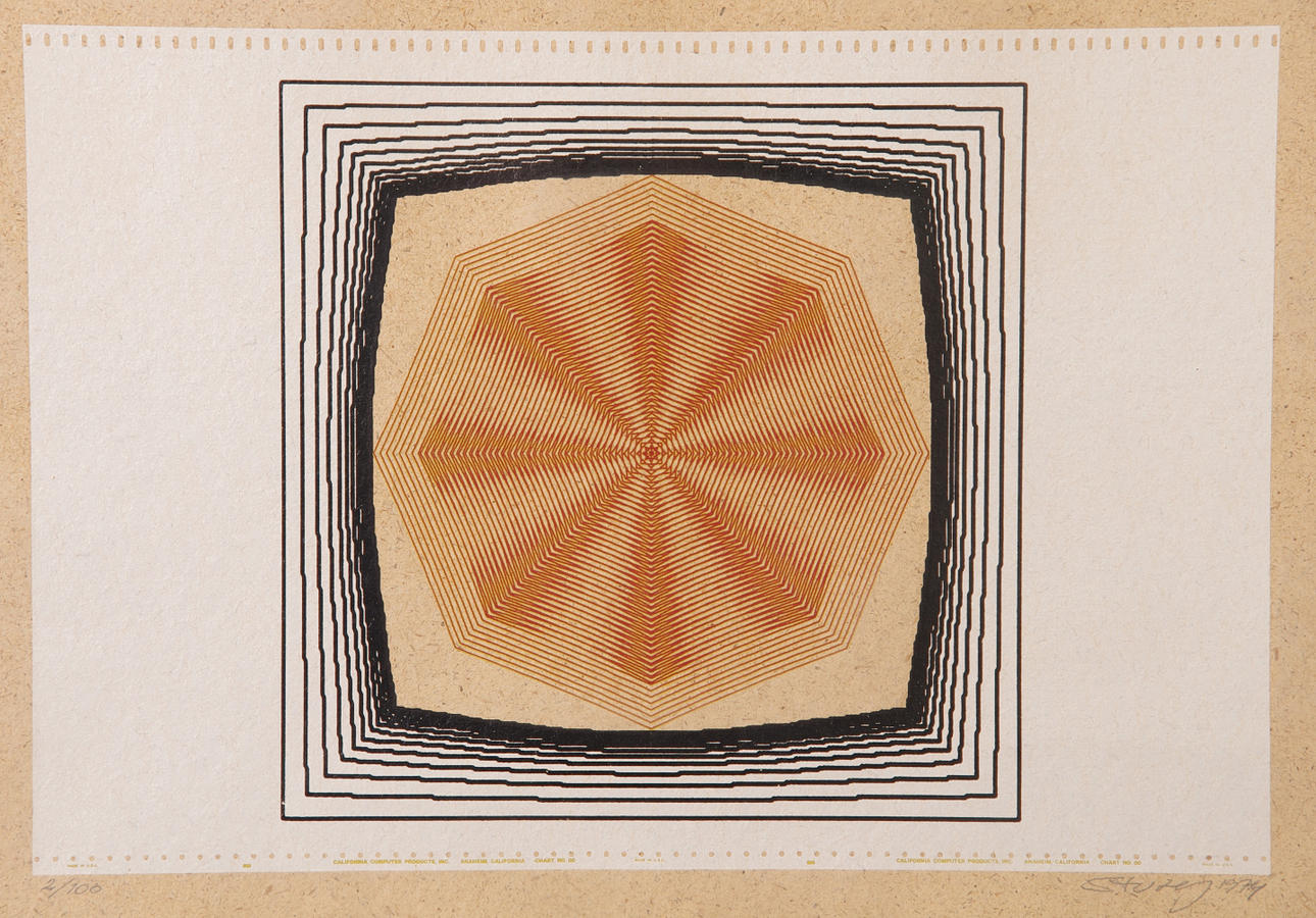 STURE JOHANNESSON. Komposition med kvadrat, färglitografi, signerad Sture J. -1974.