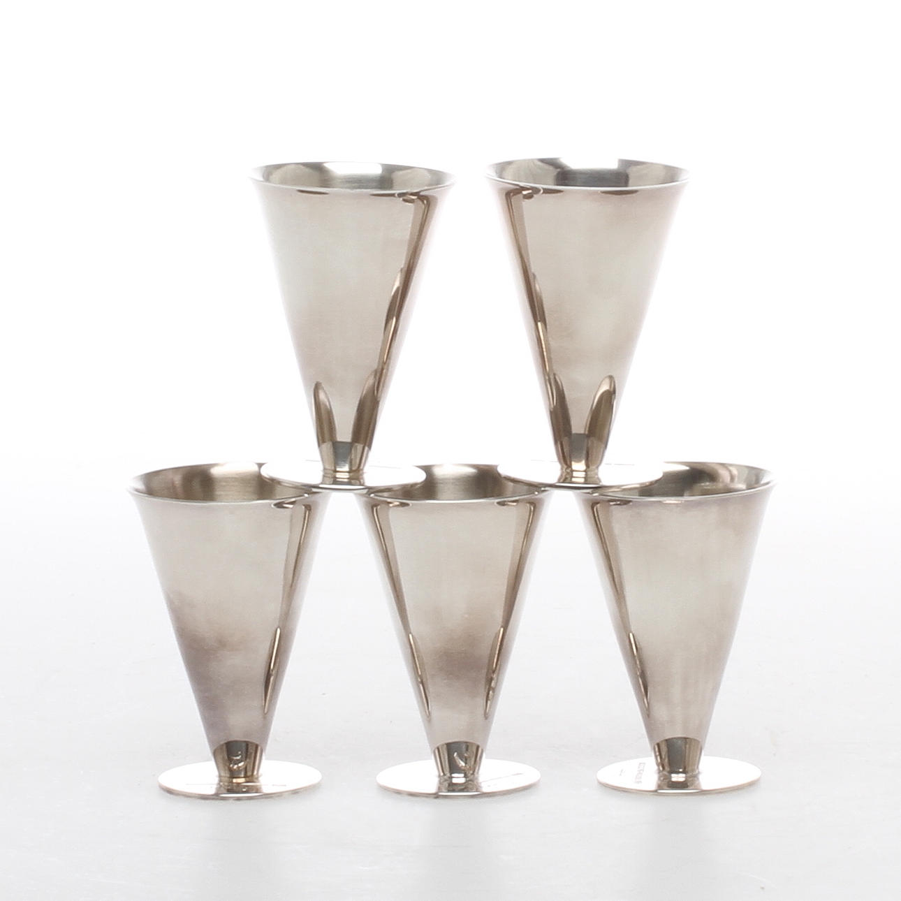 BÄGARE 5 st, silver, märkta L Åsling, MEMA 1996.