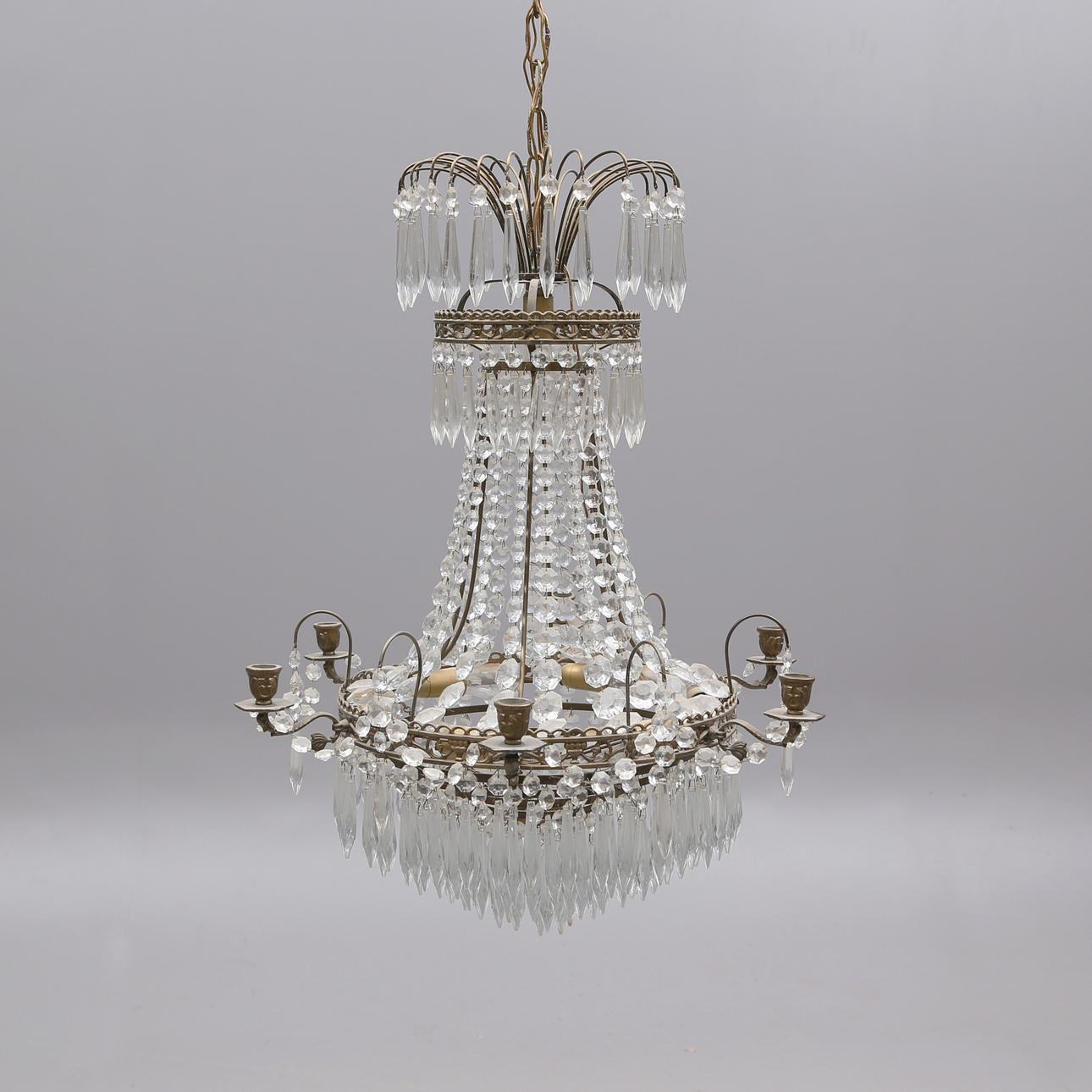 LJUSKRONA, glas/metall, Gustaviansk stil, 1900-tal. Belysning & Lampor ...