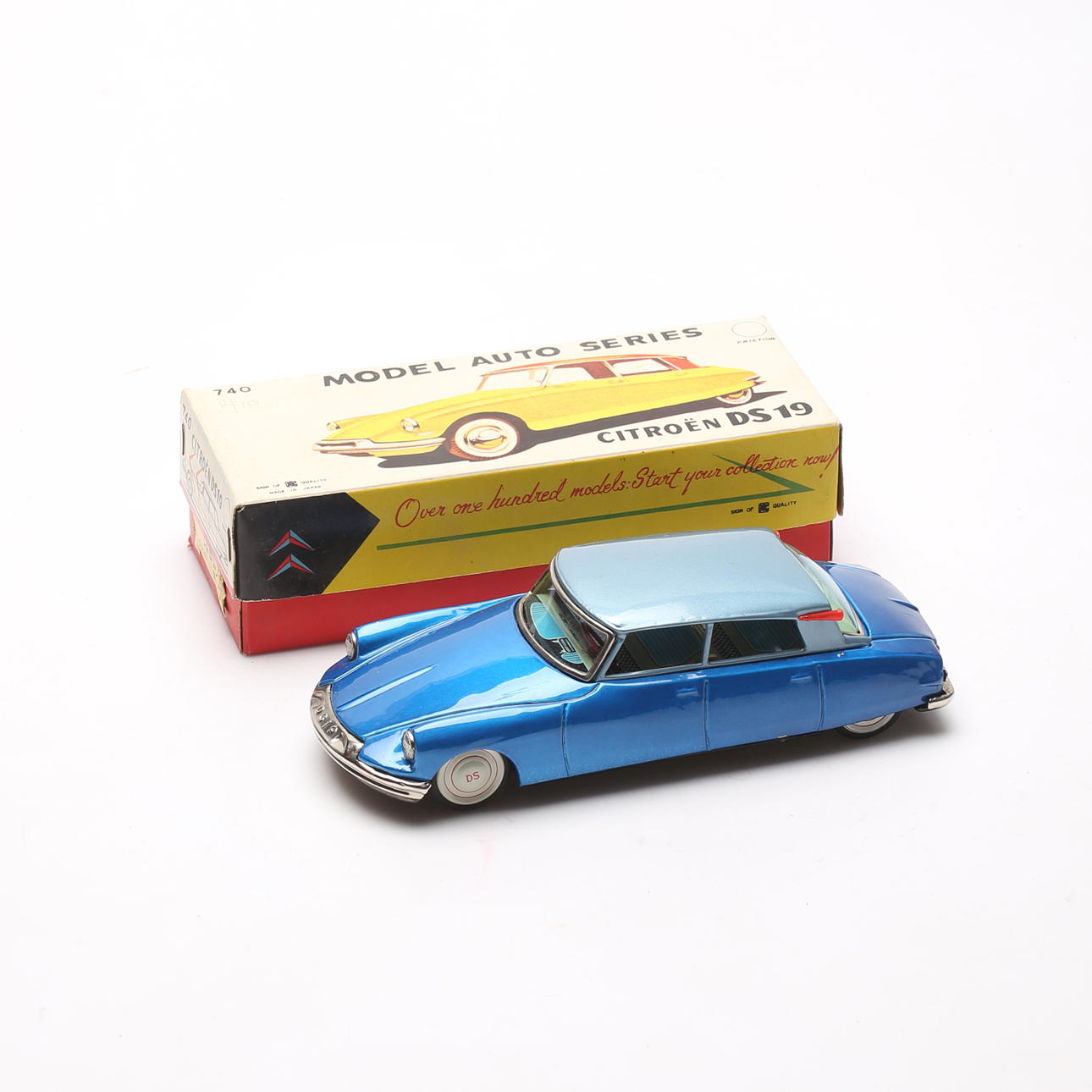 TOY CAR, lithographed sheet, Citroen DS 19, Bandai, Japan. Toys