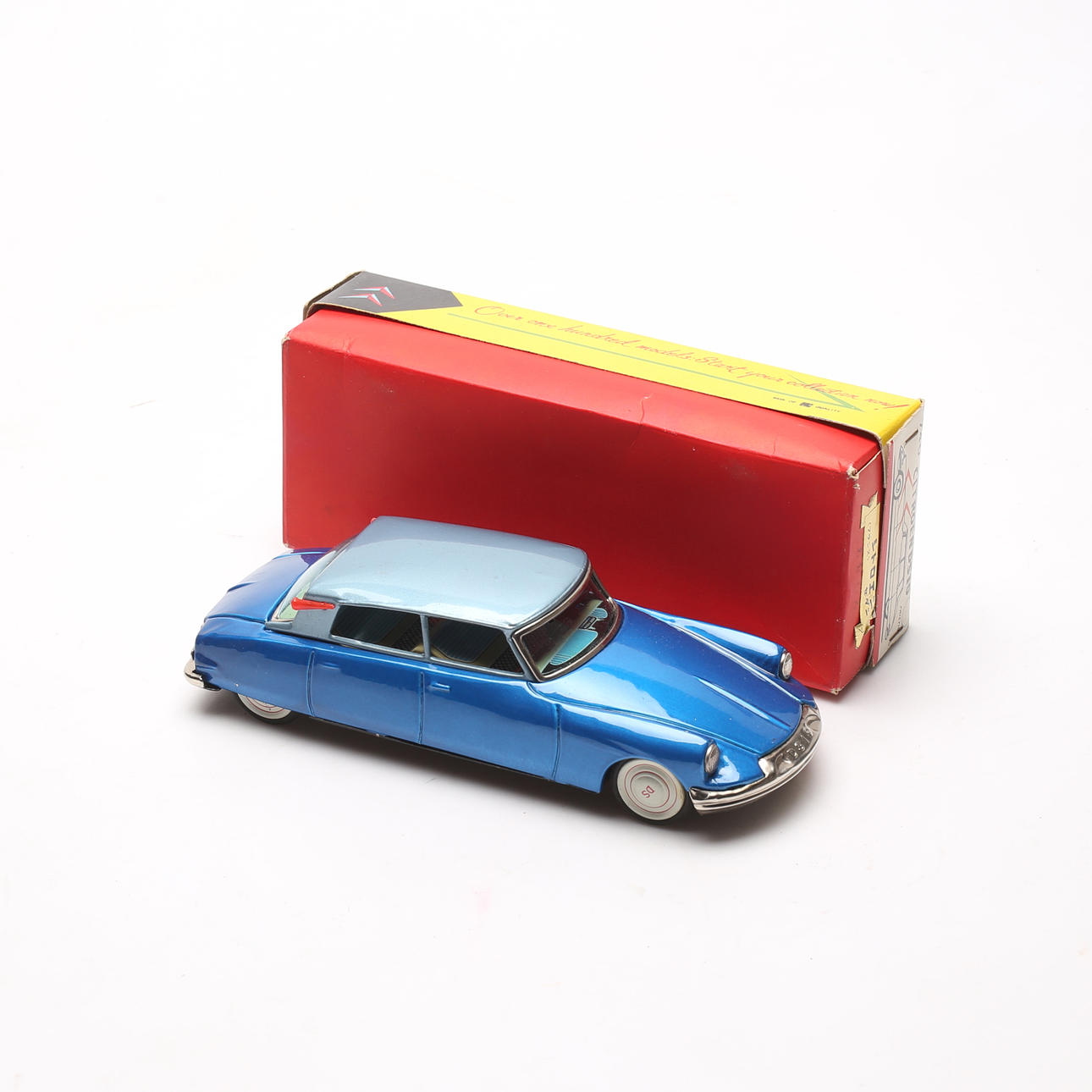 TOY CAR, lithographed sheet, Citroen DS 19, Bandai, Japan. Toys