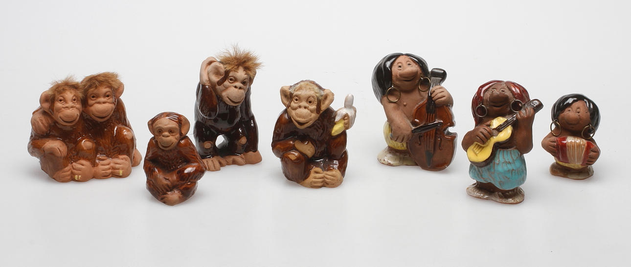 FIGURINER, 7 st, keramik, Tore Berg.