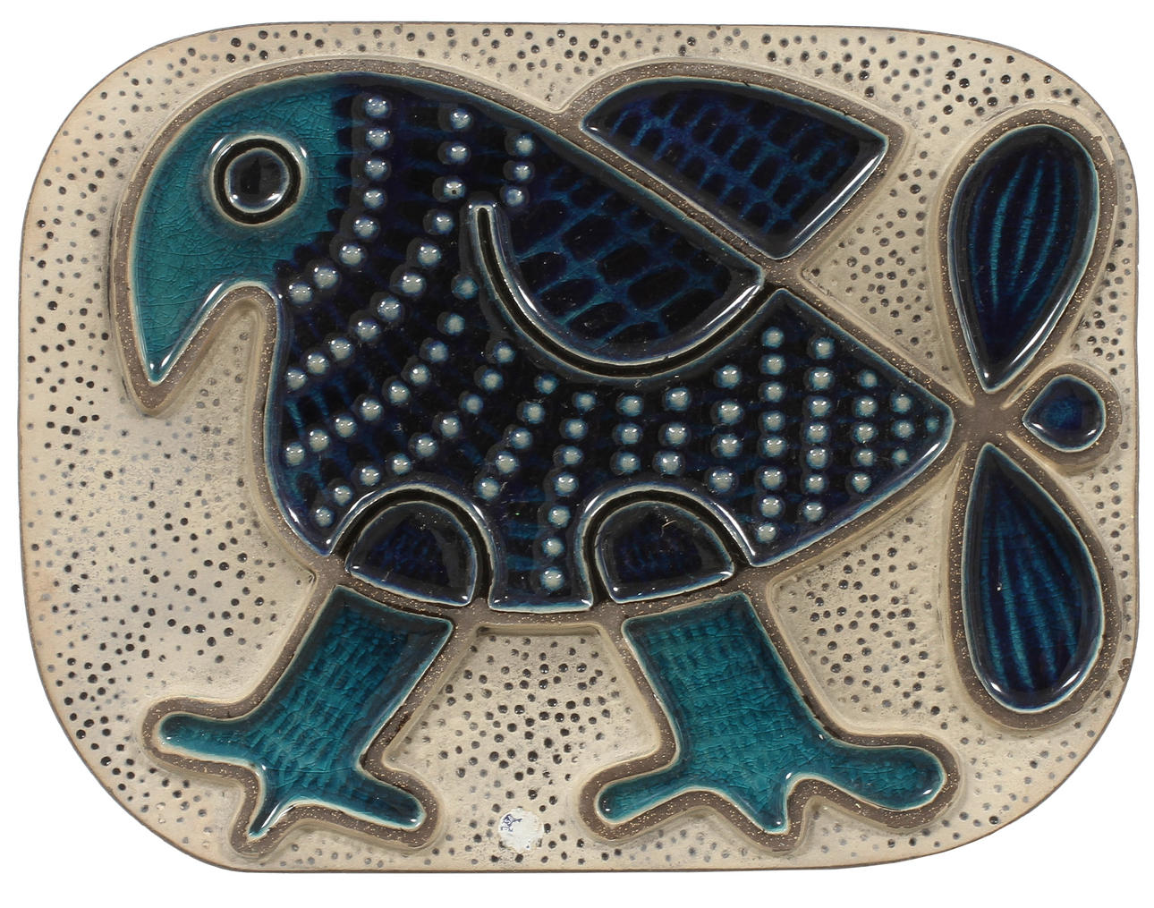 VÄGGRELIEF med motiv av fågel, stengods. Mari Simmulson, Upsala-Ekeby.