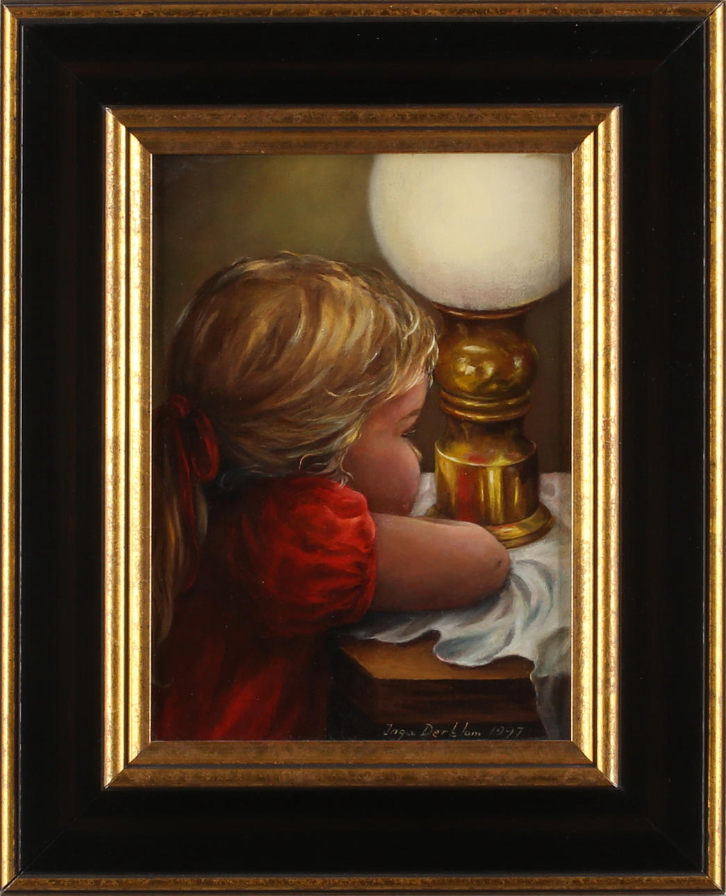 INGA DERBLOM. Barnporträtt, olja på duk, signerad och daterad.