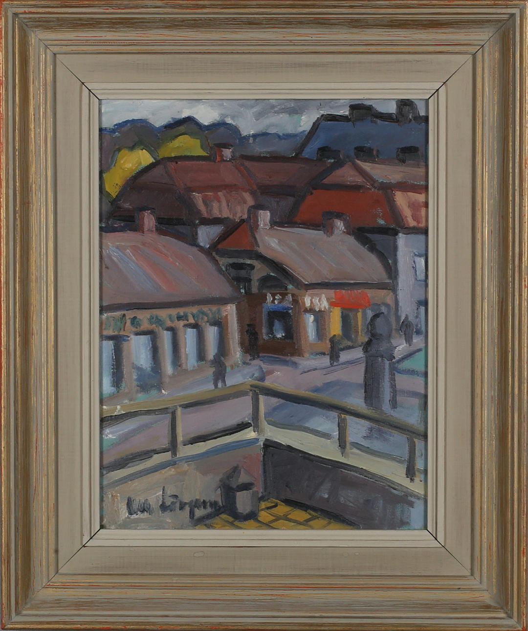 OIDENTIFIERAD KONSTNÄR. Stadsbild, olja på duk, signerad Lövgren.