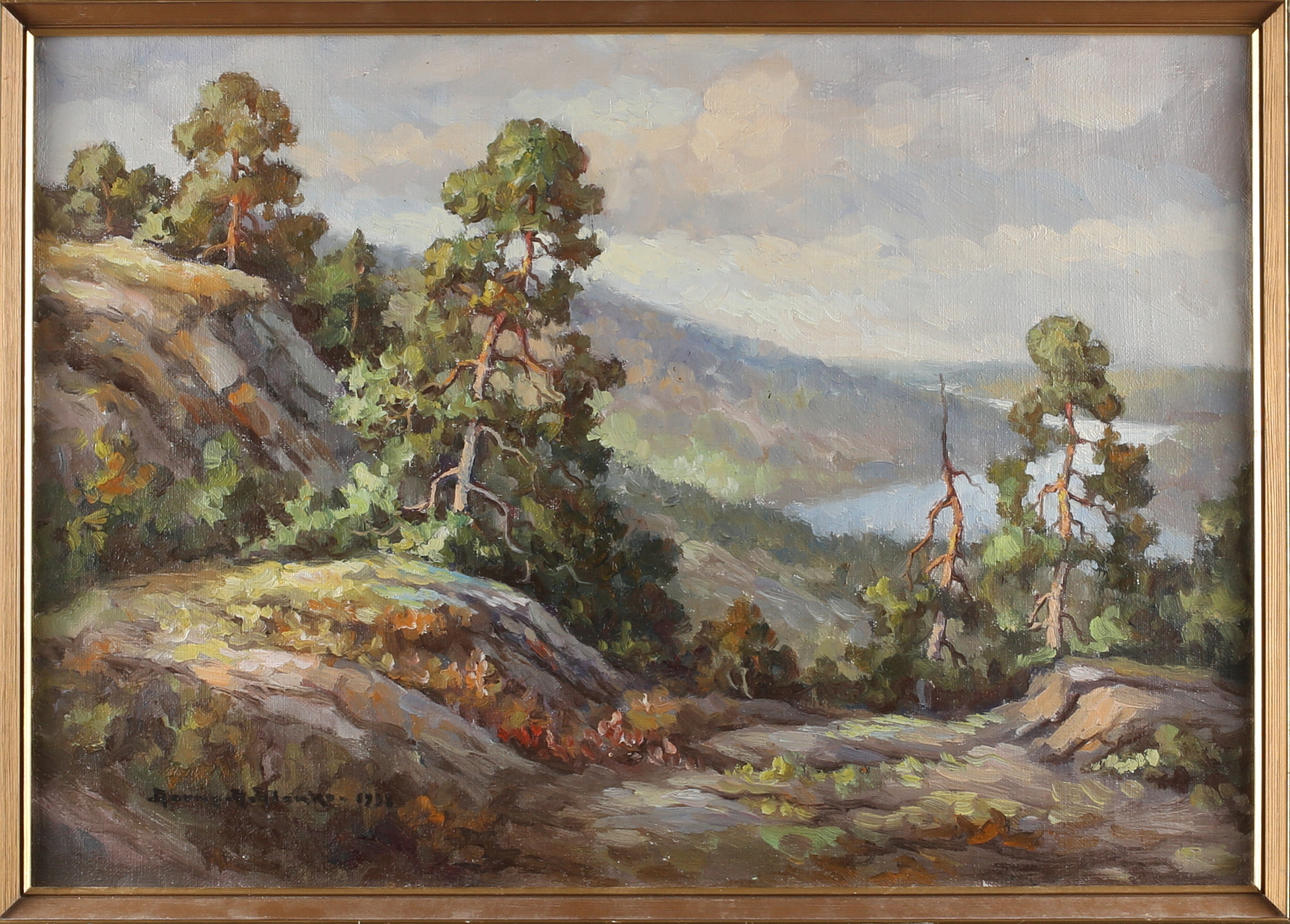 ARNE ALANKO. skogslandskap, olja på duk, signerad A Alanko.