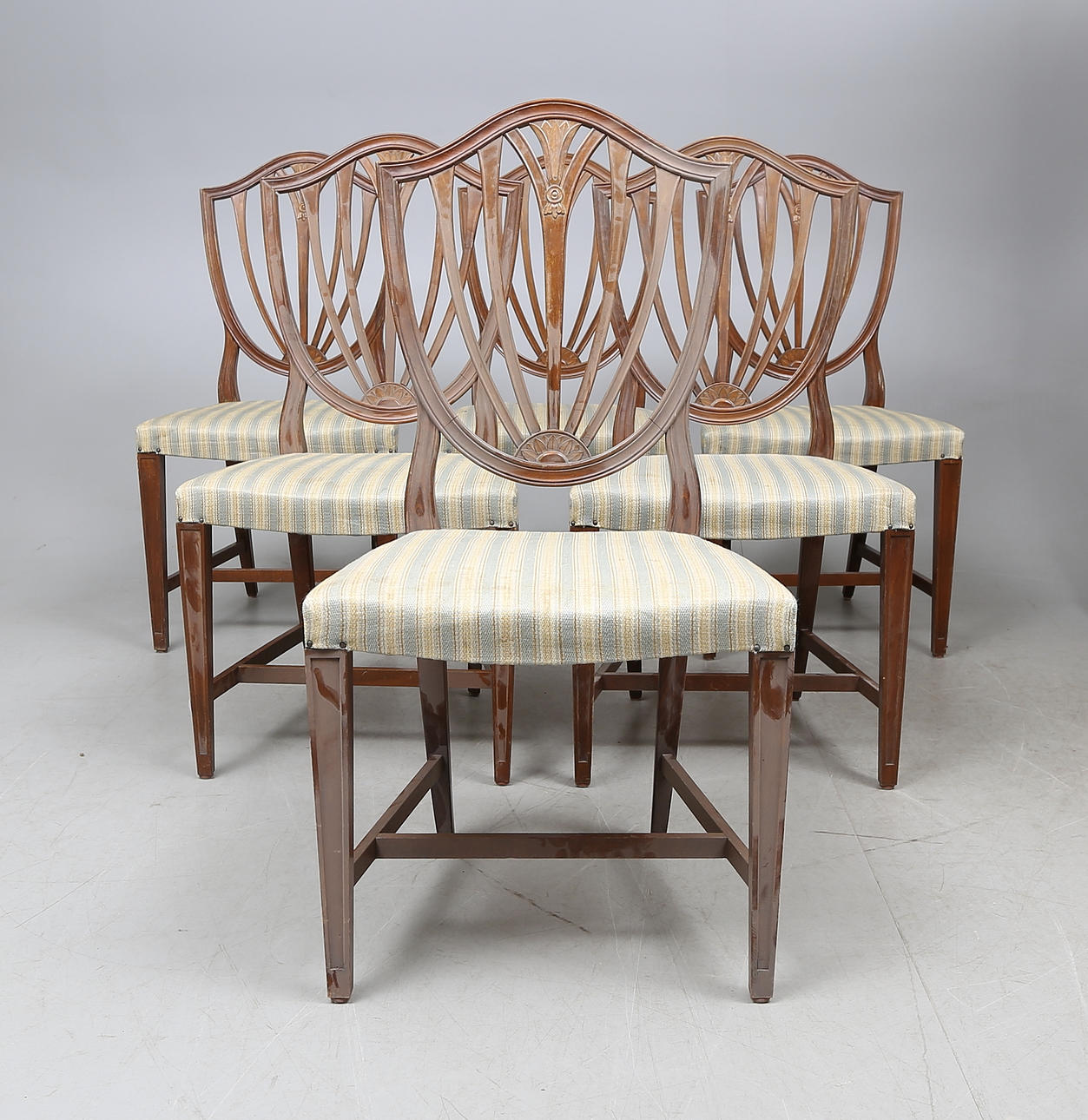 MATSALSSTOLAR, 6 st, engelsk stil, 1900-tal.