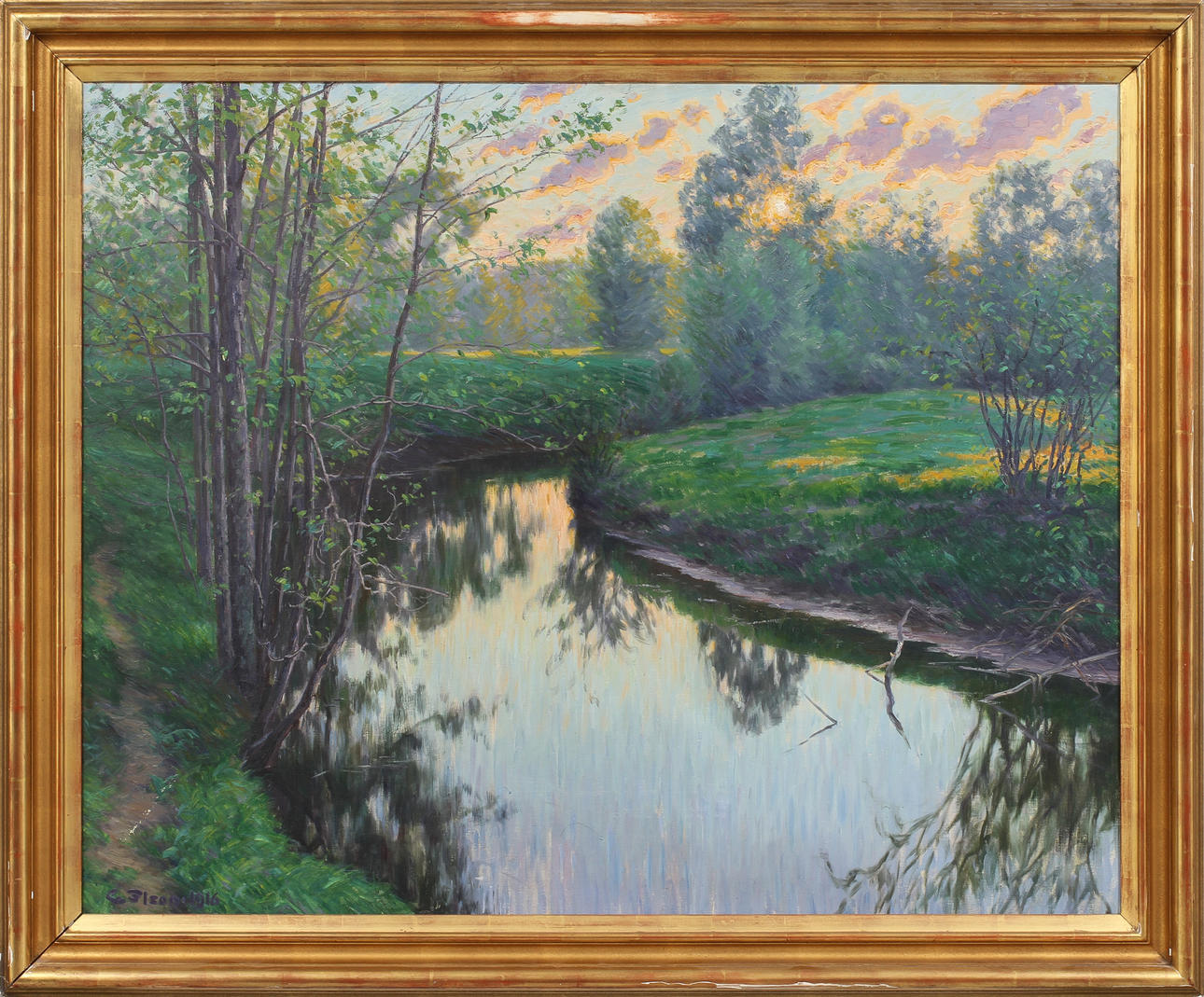 CARL WALDEMAR OLSON. Landscape with streams, oil on canvas, signed and dated 1916.