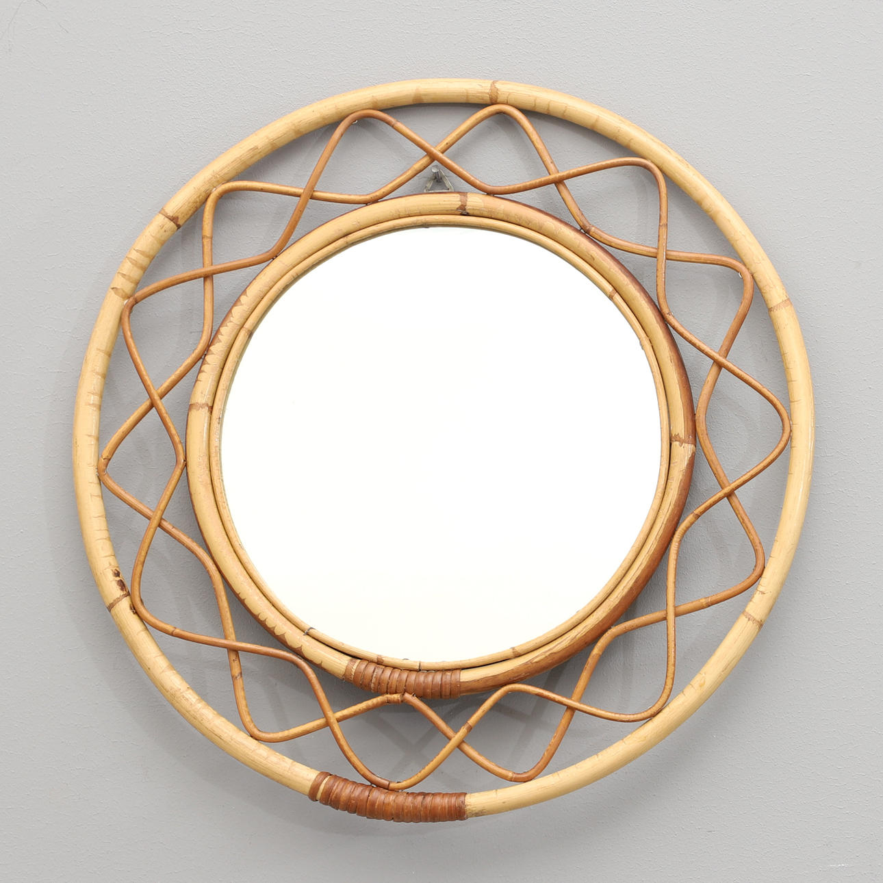MIRROR, bamboo, 1940s/50s.
