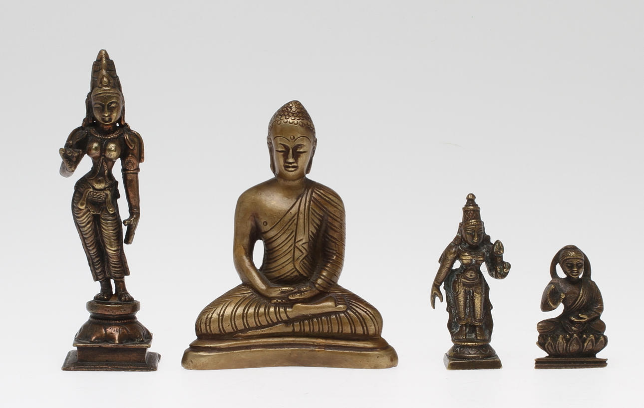 BUDDHOR, 4 st, brons,orientaliska, 1900-tal.