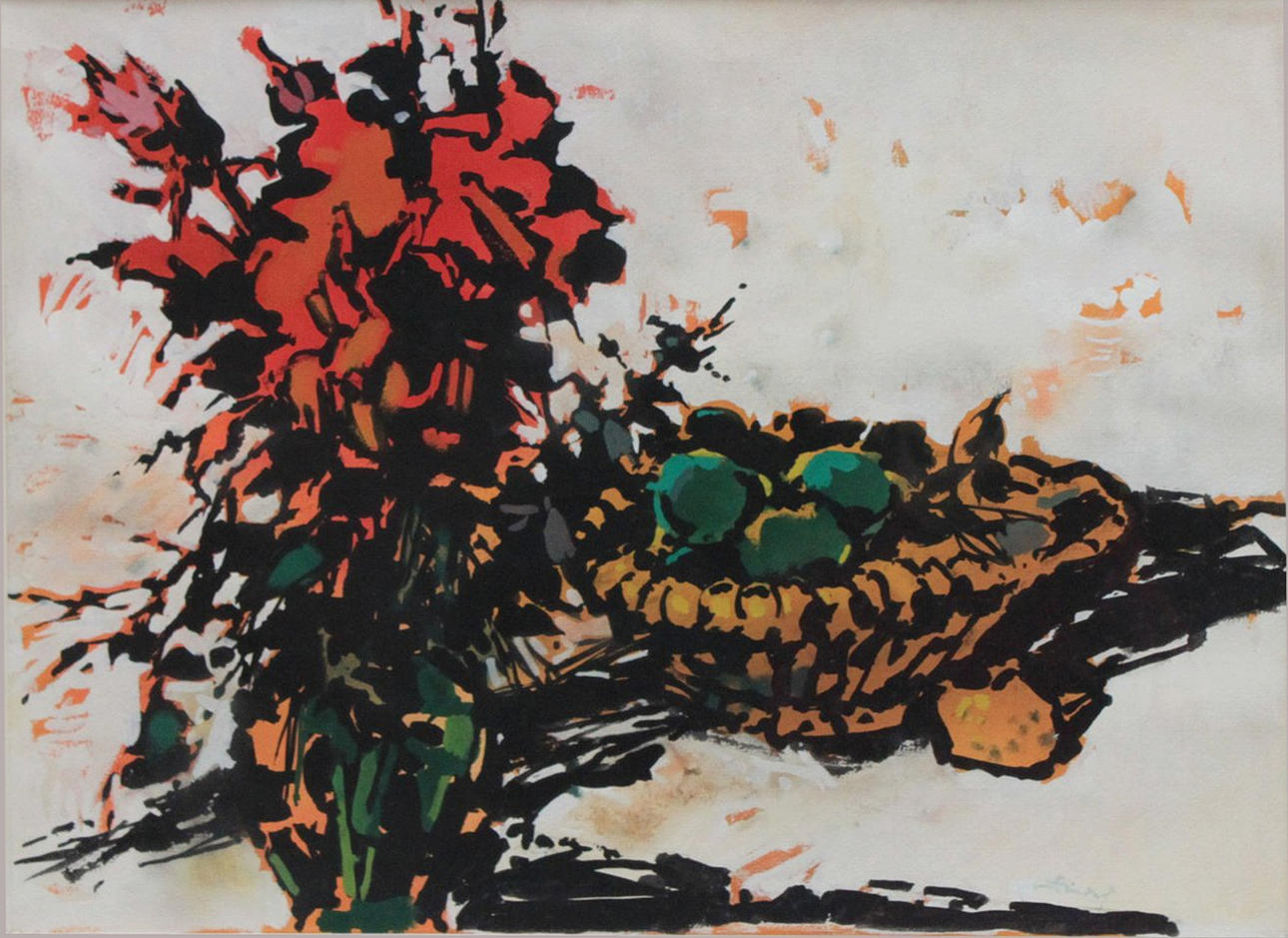 PAUL BINDEL. Stilleben mit Früchten und Blumen.