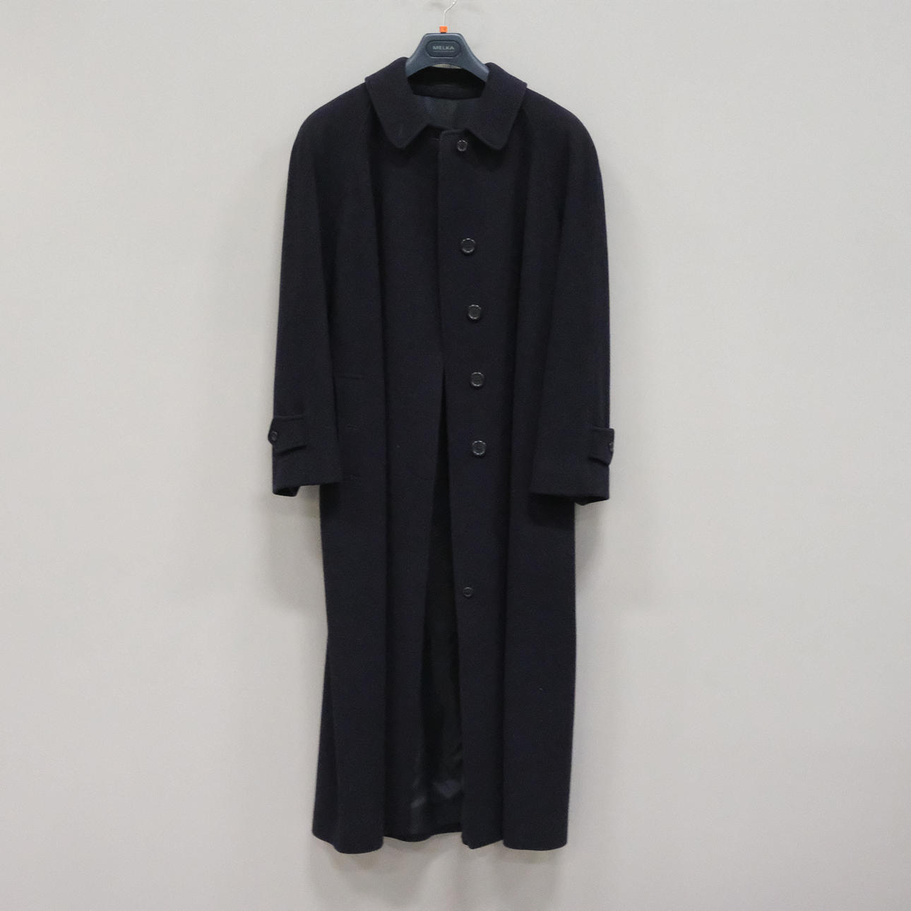 BURBERRY. COAT, WOOL, DARK BLUE, SIZE 14.